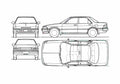 Blueprint Toyota Carina II Sedan 1990 A4 Photo Print