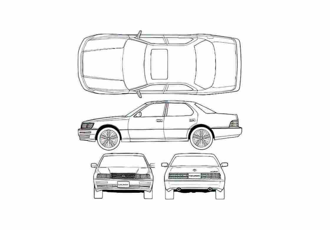 Blueprint Toyota Celsior I UCF10 Sedan 1989 A4 Photo Print