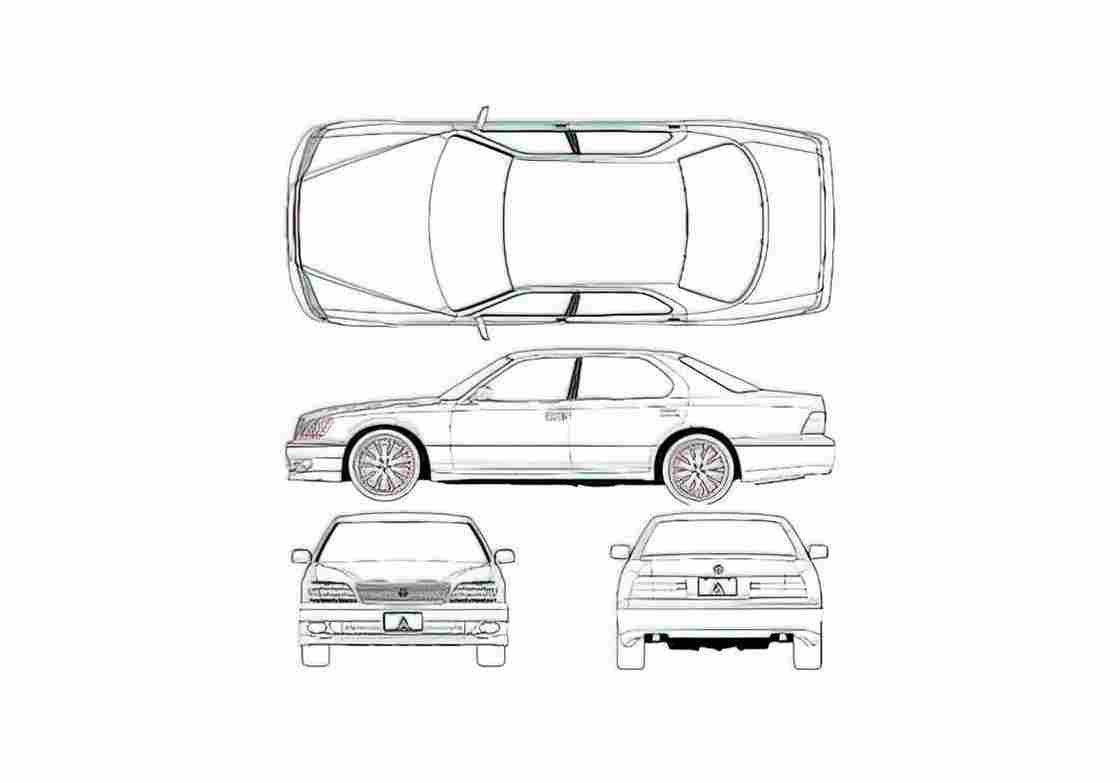 Blueprint Toyota Celsior II UCF20 Sedan 1994 A4 Photo Print