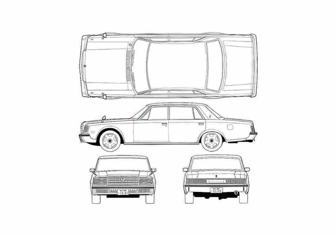 Blueprint Toyota Century Sedan A4 Photo Print