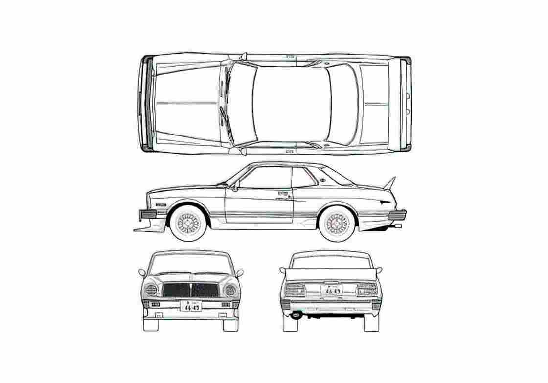Blueprint Toyota Chaser Coupe 1980 A4 Photo Print
