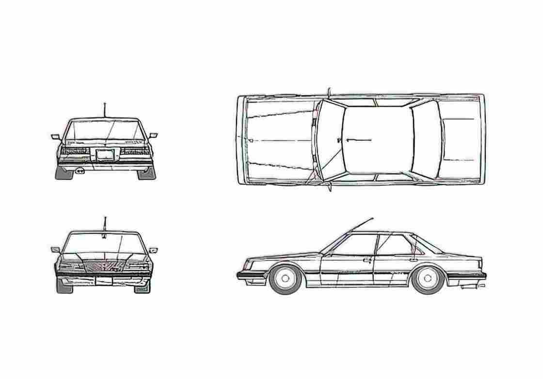 Blueprint Toyota Chaser II GX61 Avante Sedan 1980 A4 Photo Print