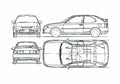 Blueprint Toyota Corolla 3 door Hatchback 1992 A4 Photo Print