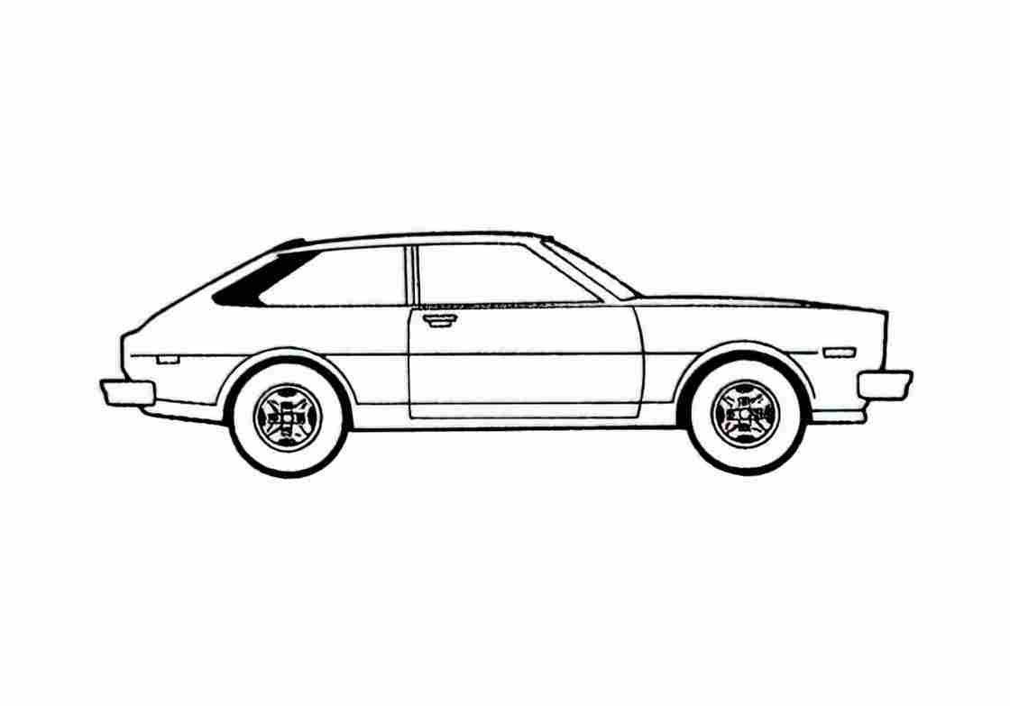 Blueprint Toyota Corolla Hatchback 1975 A4 Photo Print
