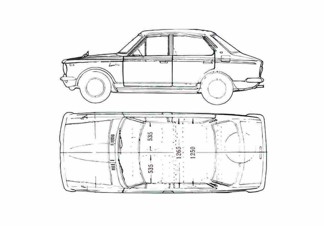 Blueprint Toyota Corolla I E10 Sedan 1968 A4 Photo Print