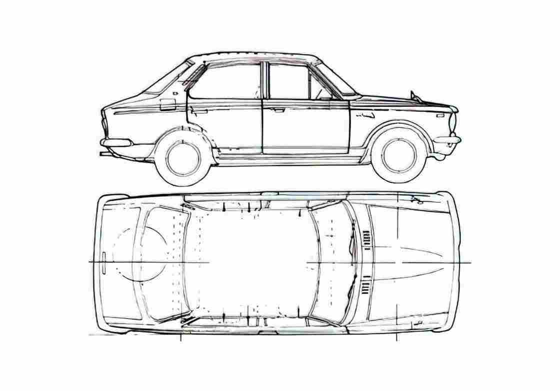 Blueprint Toyota Corolla I E10 Sedan 1969 A4 Photo Print