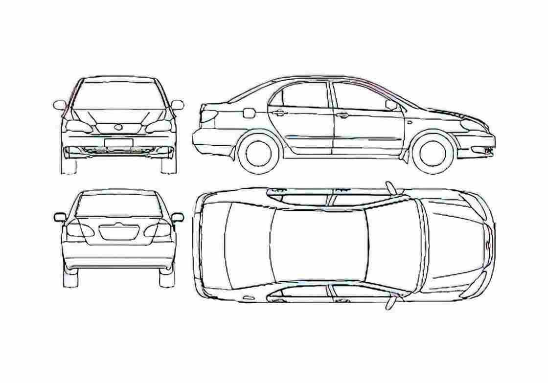 Blueprint Toyota Corolla IX E120 EX Sedan 2007 A4 Photo Print