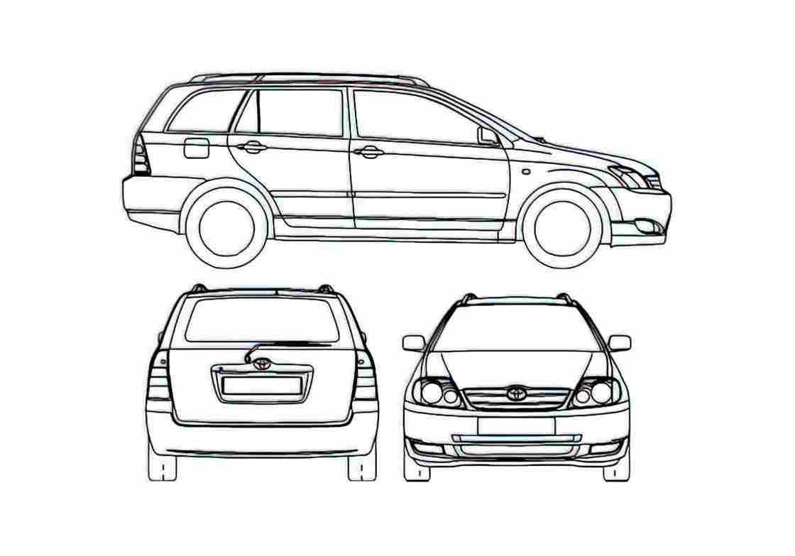 Blueprint Toyota Corolla IX E120 Fielder Wagon 2006 A4 Photo Print