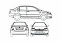 Blueprint Toyota Corolla IX E120 Sedan 2006 A4 Photo Print
