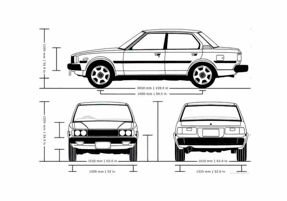 Blueprint Toyota Corolla KE70 Sedan 1979 A4 Photo Print