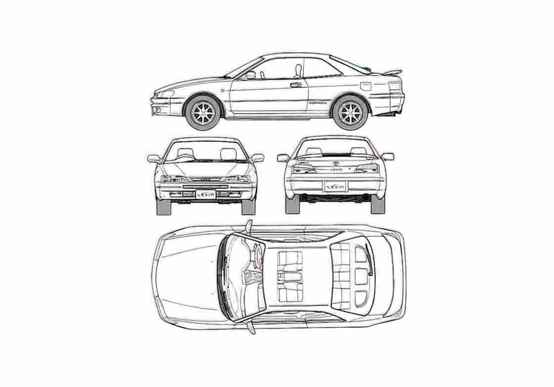Blueprint Toyota Corolla Levin BZ G AE111) Coupe 1996 A4 Photo Print