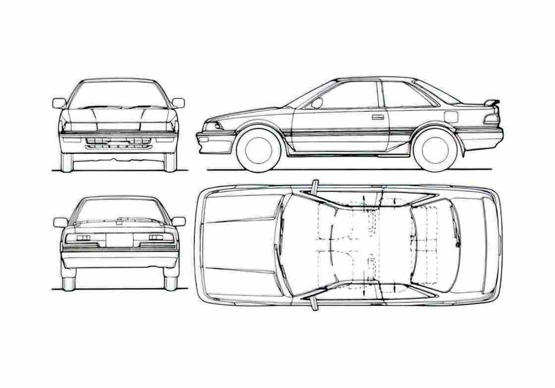 Blueprint Toyota Corolla Levin Coupe 1990 A4 Photo Print