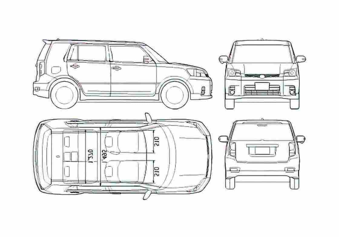 Blueprint Toyota Corolla Rumion Wagon 2008 A4 Photo Print