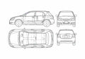 Blueprint Toyota Corolla Runx Hatchback 2005 A4 Photo Print