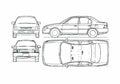 Blueprint Toyota Corolla Sedan 1992 A4 Photo Print