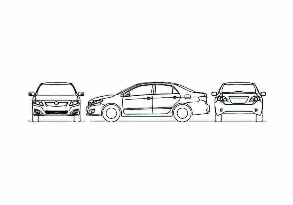 Blueprint Toyota Corolla Sedan 2010 A4 Photo Print