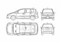 Blueprint Toyota Corolla Verso Hatchback 2005 A4 Photo Print