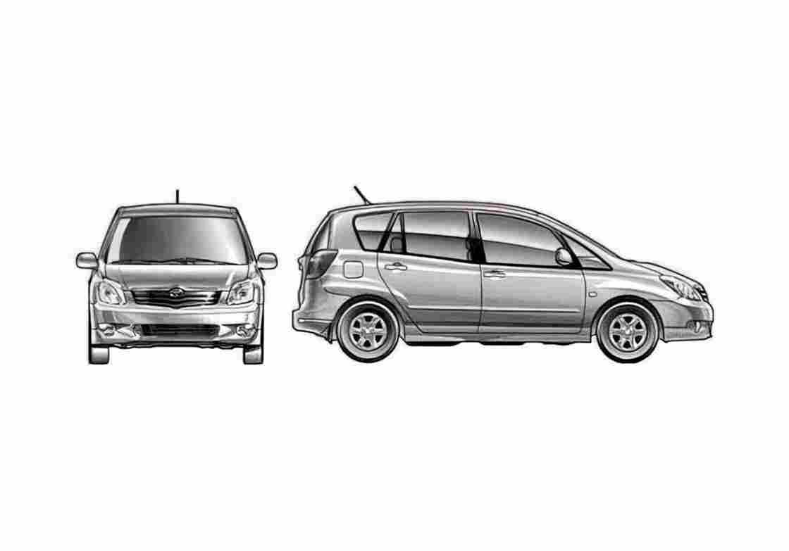 Blueprint Toyota Corolla Verso Minivan 2003 A4 Photo Print