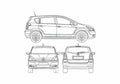 Blueprint Toyota Corolla Verso Minivan 2004 A4 Photo Print