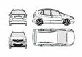 Blueprint Toyota Corolla Verso Minivan 2006 A4 Photo Print