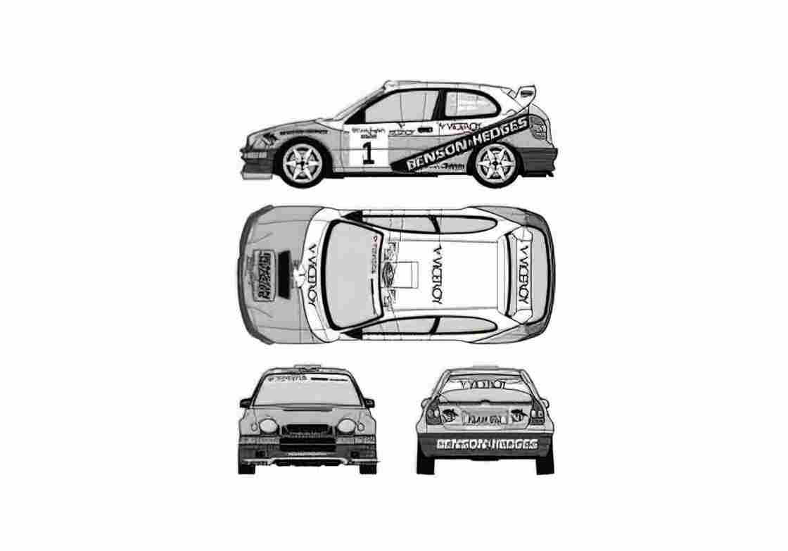 Blueprint Toyota Corolla WRC Hatchback 2001 A4 Photo Print