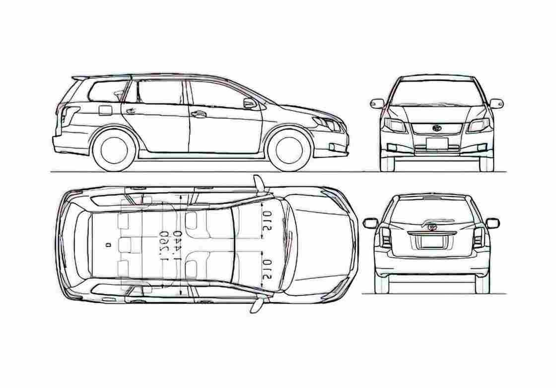 Blueprint Toyota Corolla X E140 Fielder Wagon 2008 A4 Photo Print