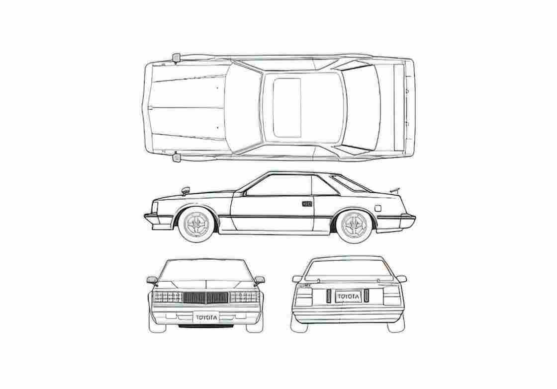 Blueprint Toyota Corona 2000GT II Coupe 1982 A4 Photo Print