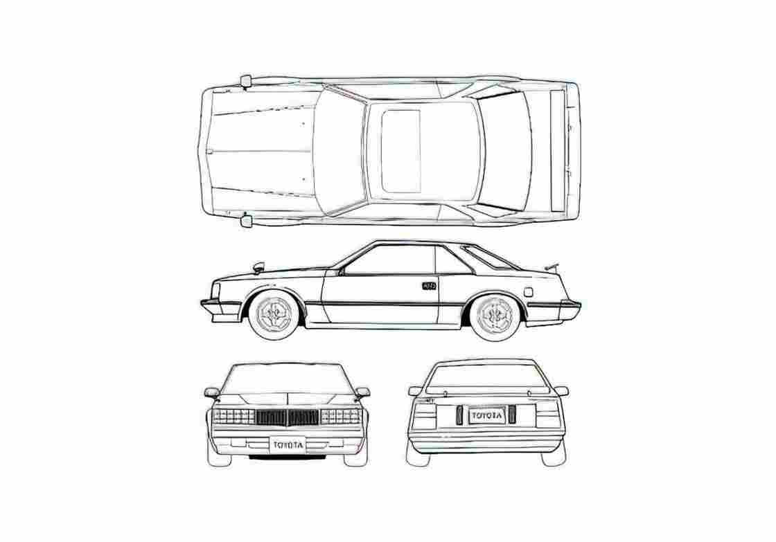 Blueprint Toyota Corona T130 2000GT Hardtop Coupe 1981 A4 Photo Print