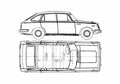 Blueprint Toyota Corona T60 5 door Hatchback 1968 A4 Photo Print
