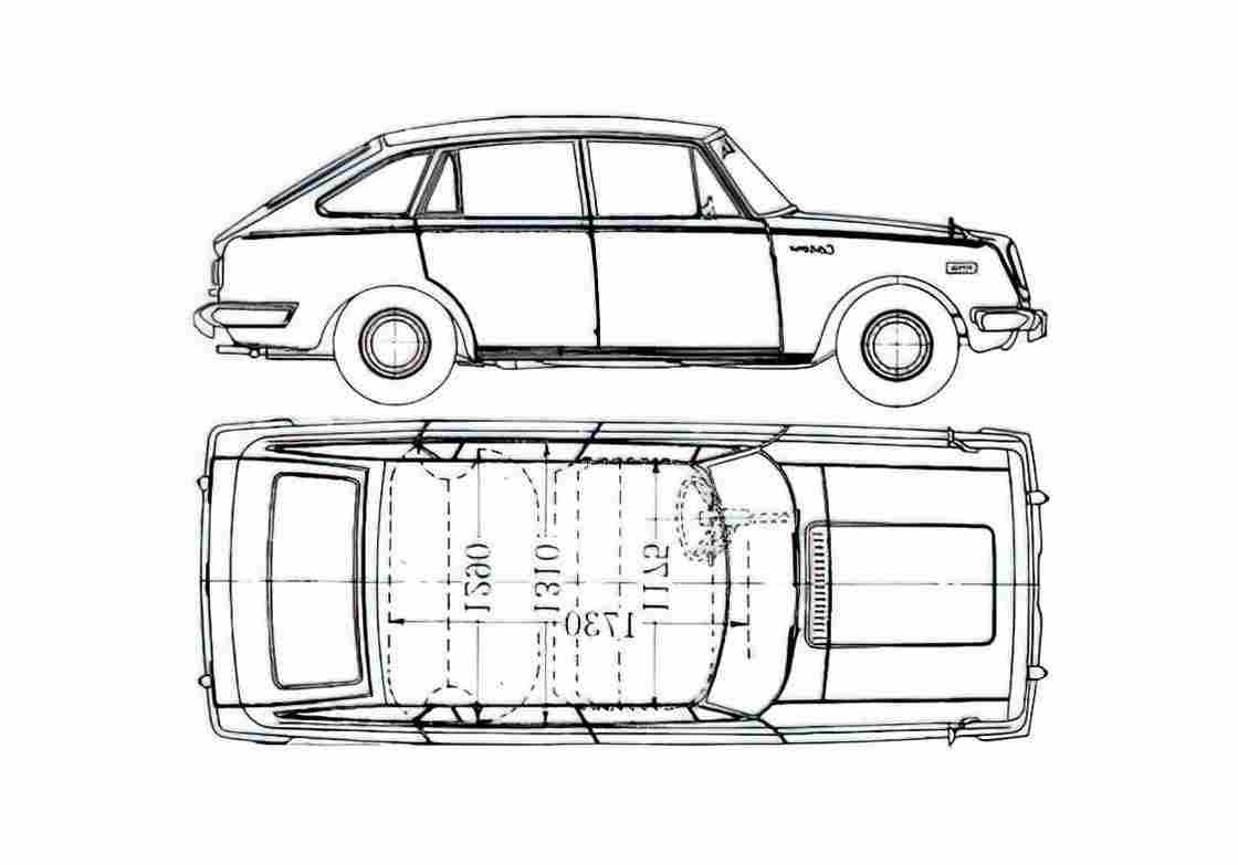 Blueprint Toyota Corona T60 5 door Hatchback 1968 A4 Photo Print