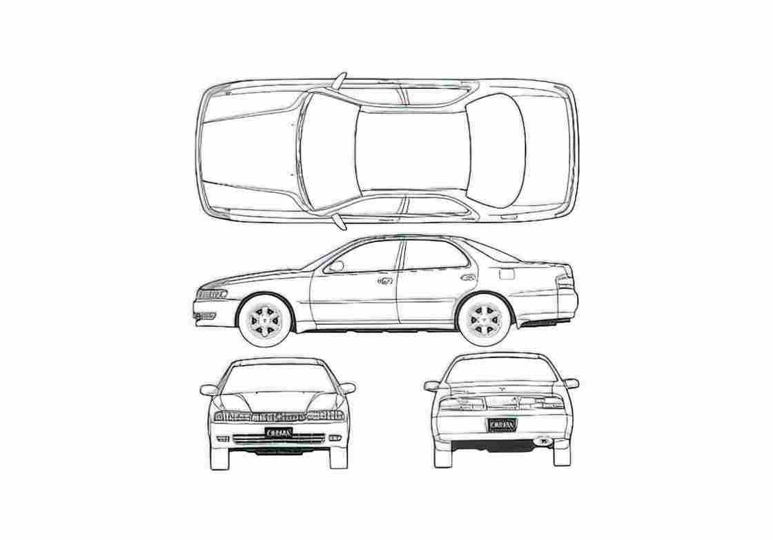 Blueprint Toyota Cresida V Tourer JZX90 Sedan 1992 A4 Photo Print