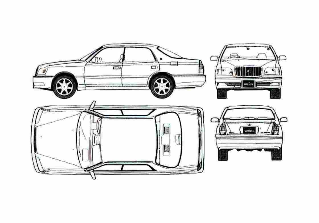 Blueprint Toyota Crown 30 Royal Saloon G4 Sedan 1980 A4 Photo Print