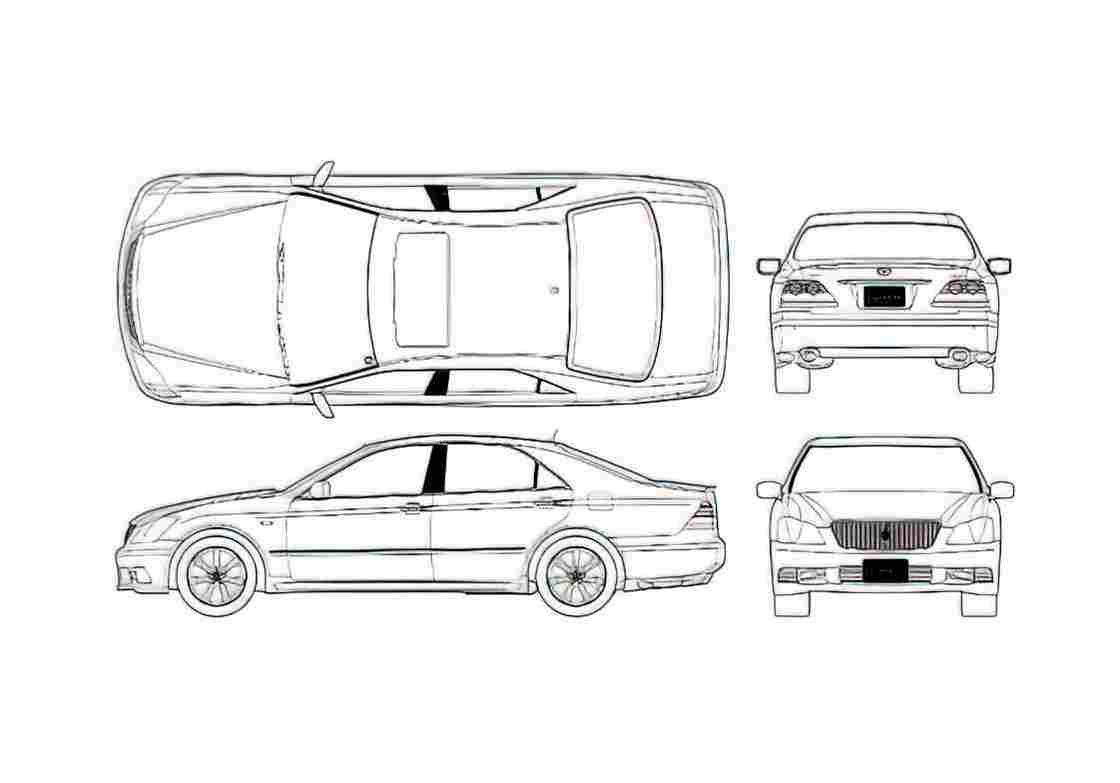 Blueprint Toyota Crown Athlete Sedan 2005 A4 Photo Print