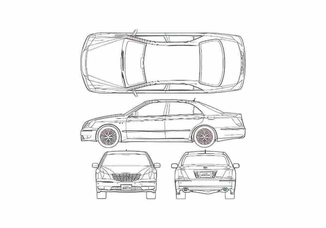 Blueprint Toyota Crown Majesta IV Sedan 2004 A4 Photo Print