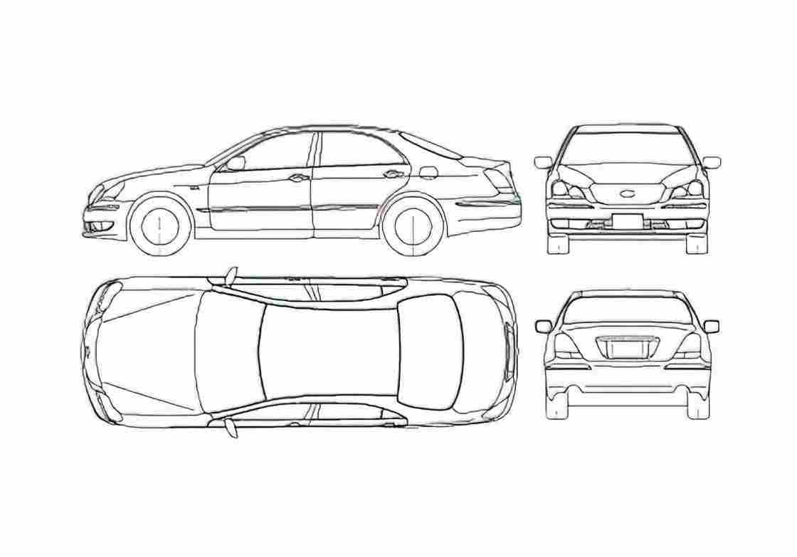 Blueprint Toyota Crown Majesta Sedan 2005 A4 Photo Print