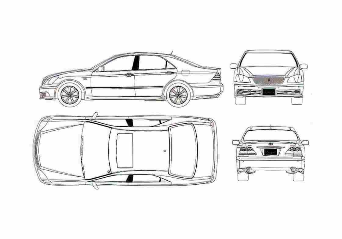 Blueprint Toyota Crown Royal Athlete Sedan 2002 A4 Photo Print