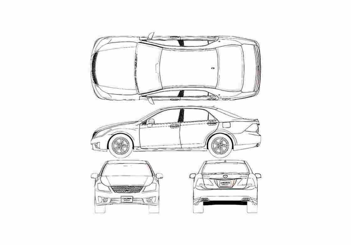 Blueprint Toyota Crown Royal Athlete Sedan 2010 A4 Photo Print