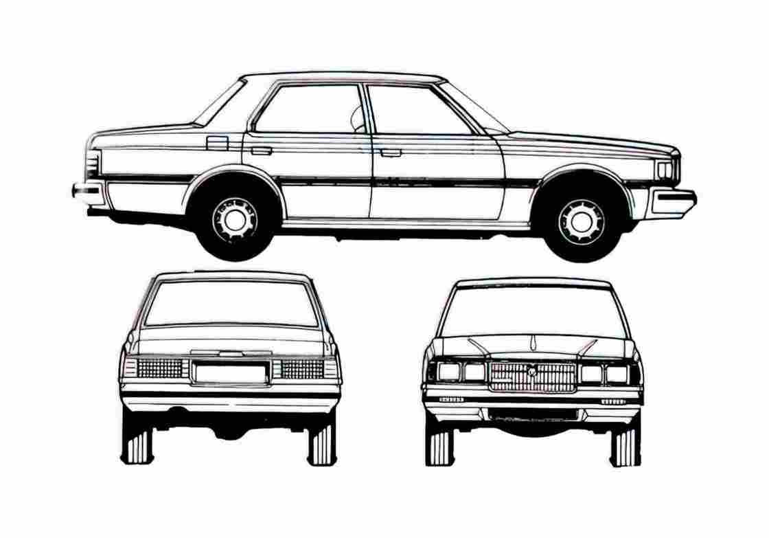 Blueprint Toyota Crown Sedan 1980 A4 Photo Print