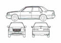 Blueprint Toyota Crown Sedan 1996 A4 Photo Print