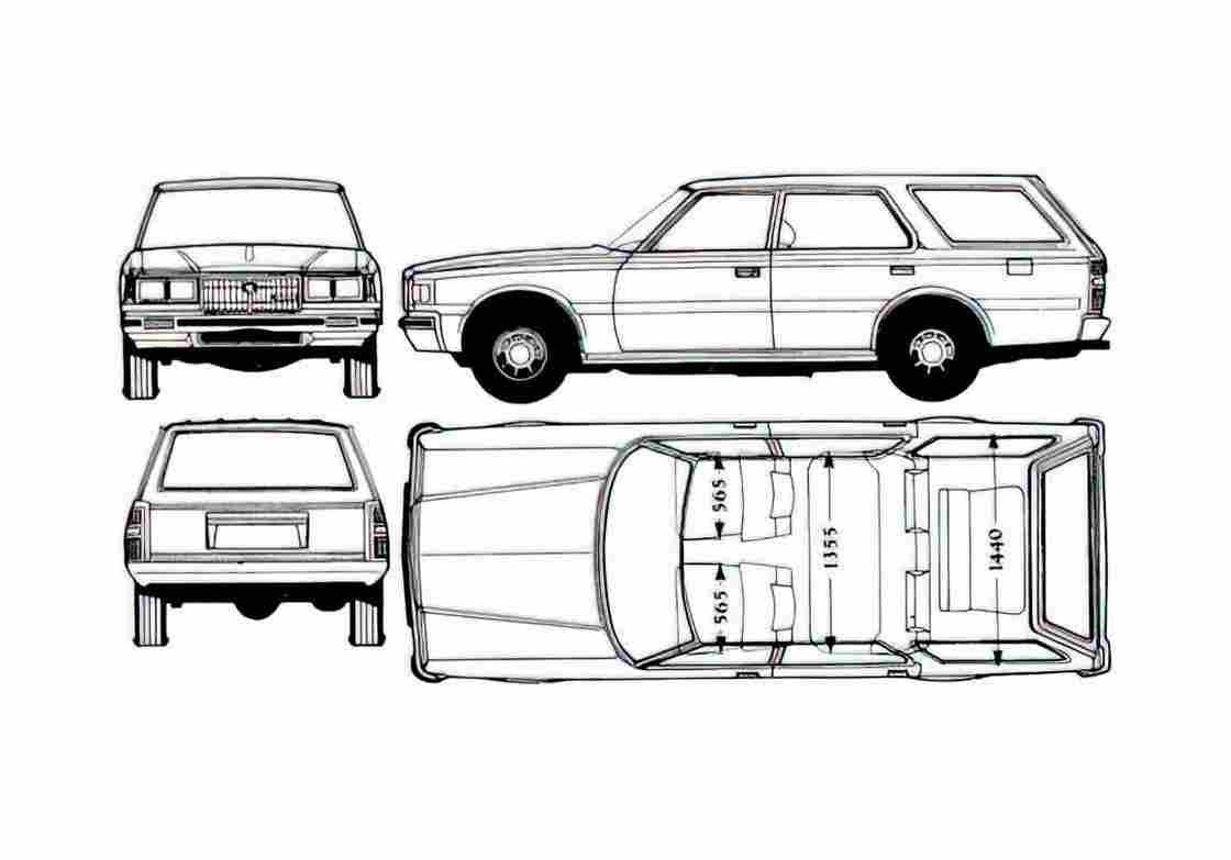 Blueprint Toyota Crown Station Wagon 1980 A4 Photo Print