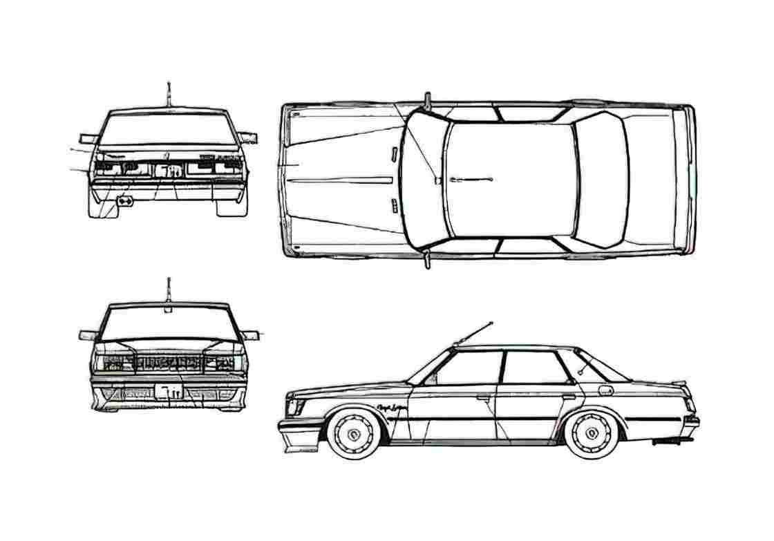 Blueprint Toyota Crown VI MS110 2800 Sedan 1979 A4 Photo Print