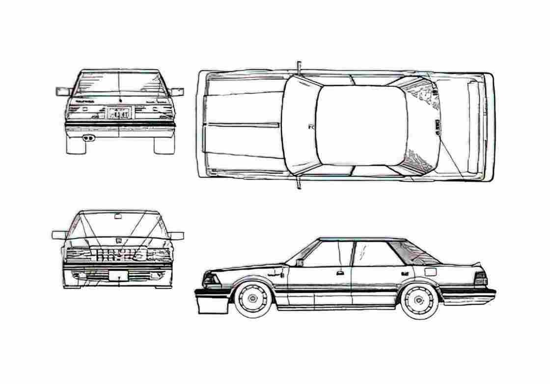 Blueprint Toyota Crown VII MS125 30 Twincam Sedan 1984 A4 Photo Print