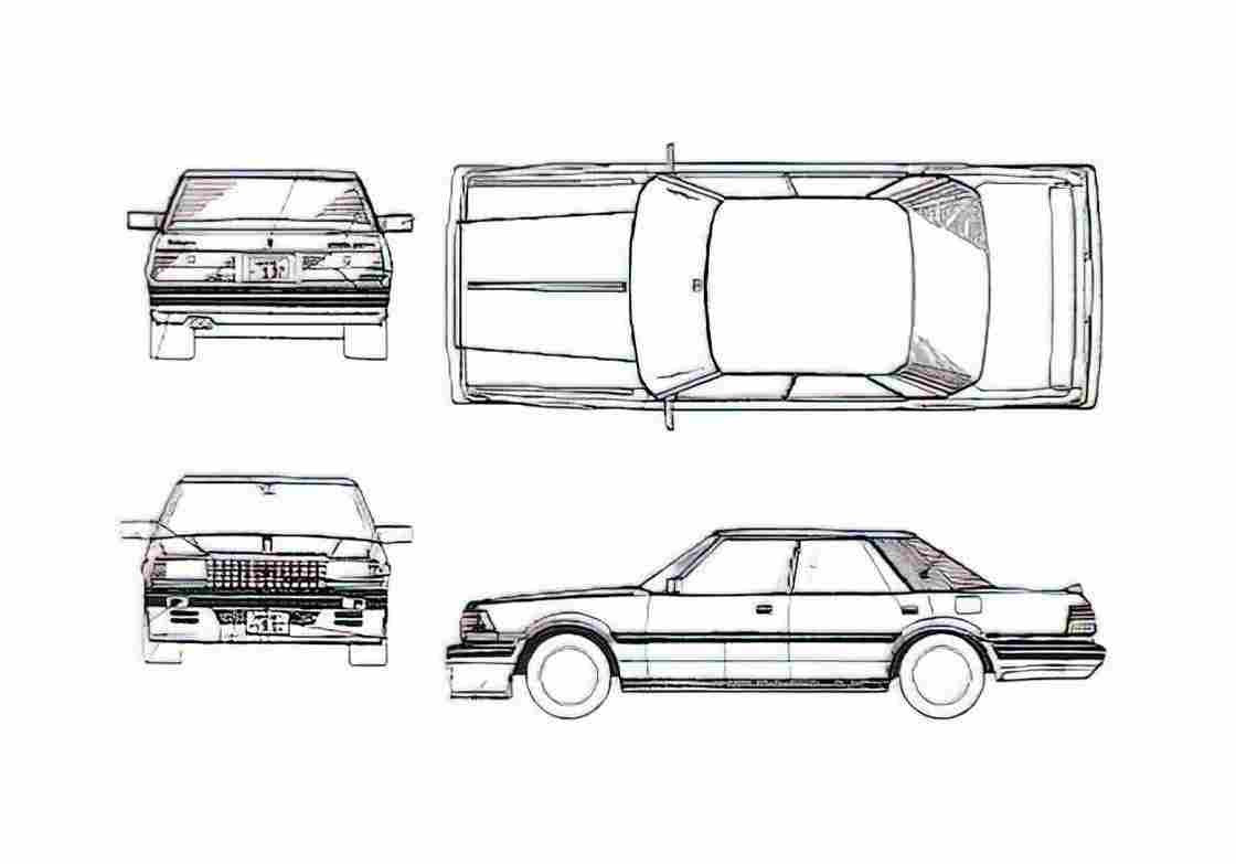 Blueprint Toyota Crown VII S120 20HT Royalsaloon GS121 Sedan 1983 A4 Photo Print