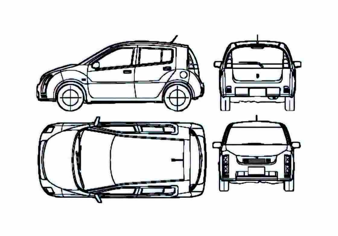 Blueprint Toyota Cypha Hatchback 2005 A4 Photo Print