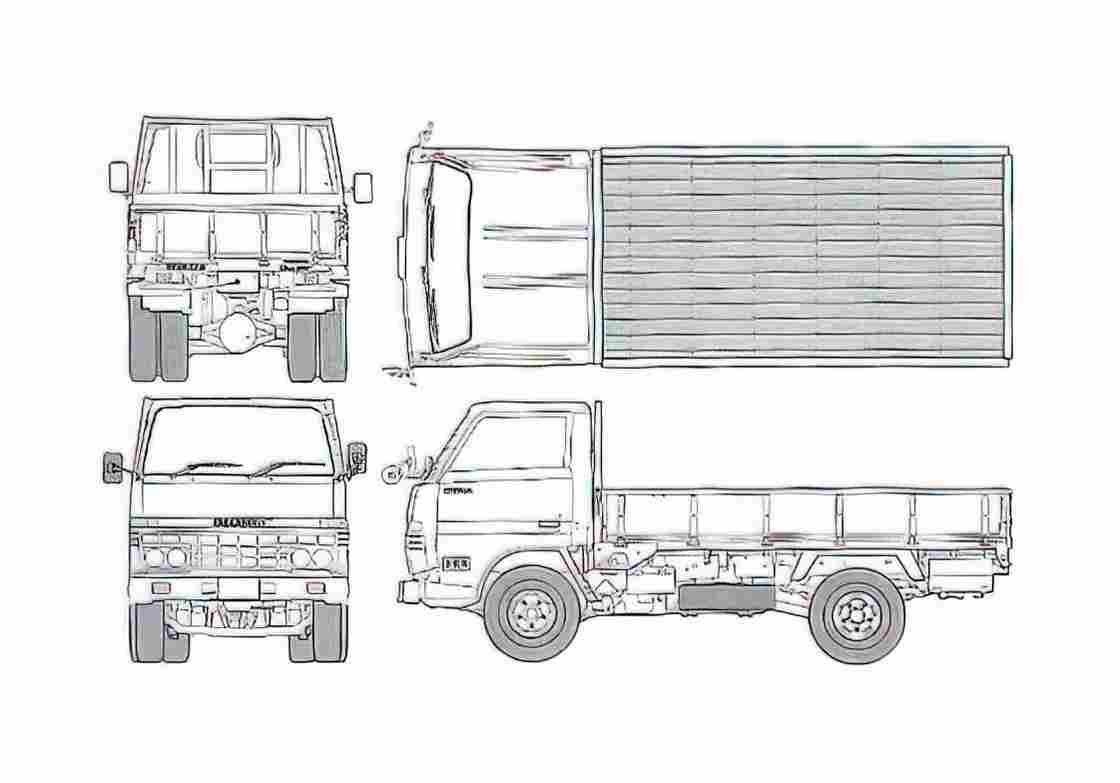 Blueprint Toyota Dyna 2t Truck A4 Photo Print
