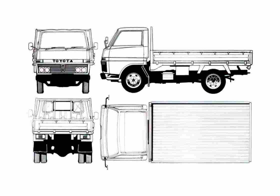 Blueprint Toyota Dyna Truck 1982 A4 Photo Print