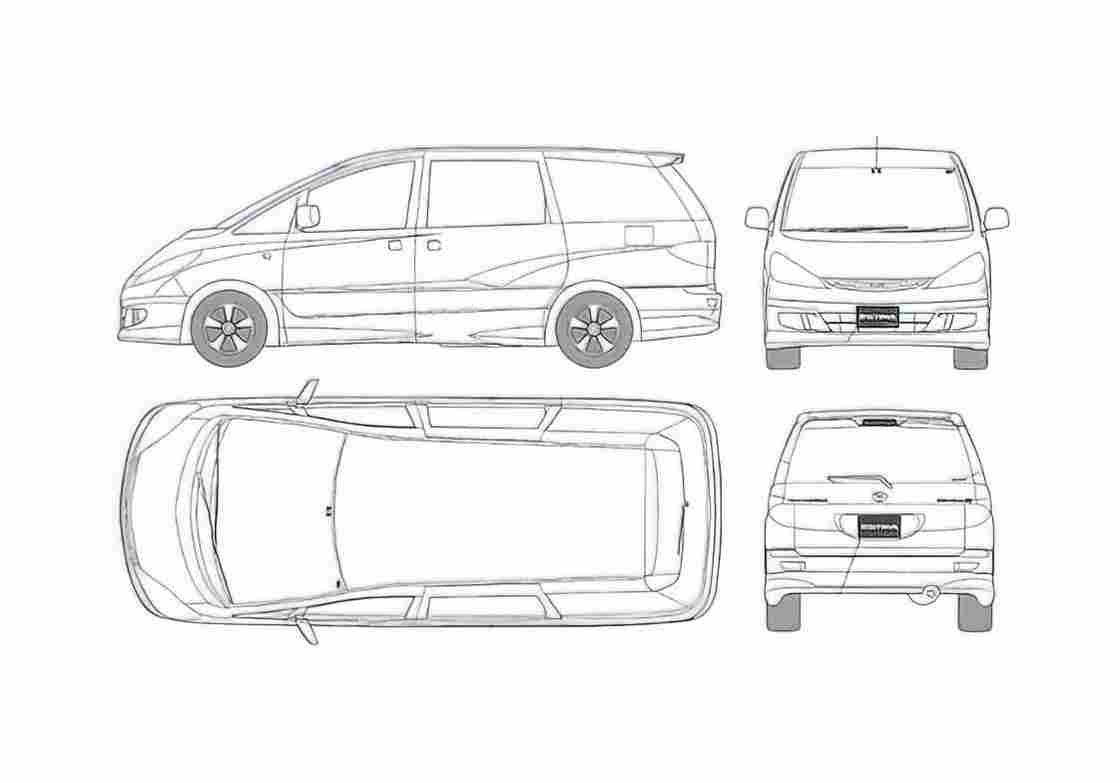 Blueprint Toyota Estima 30 Aeras Wagon 1999 A4 Photo Print