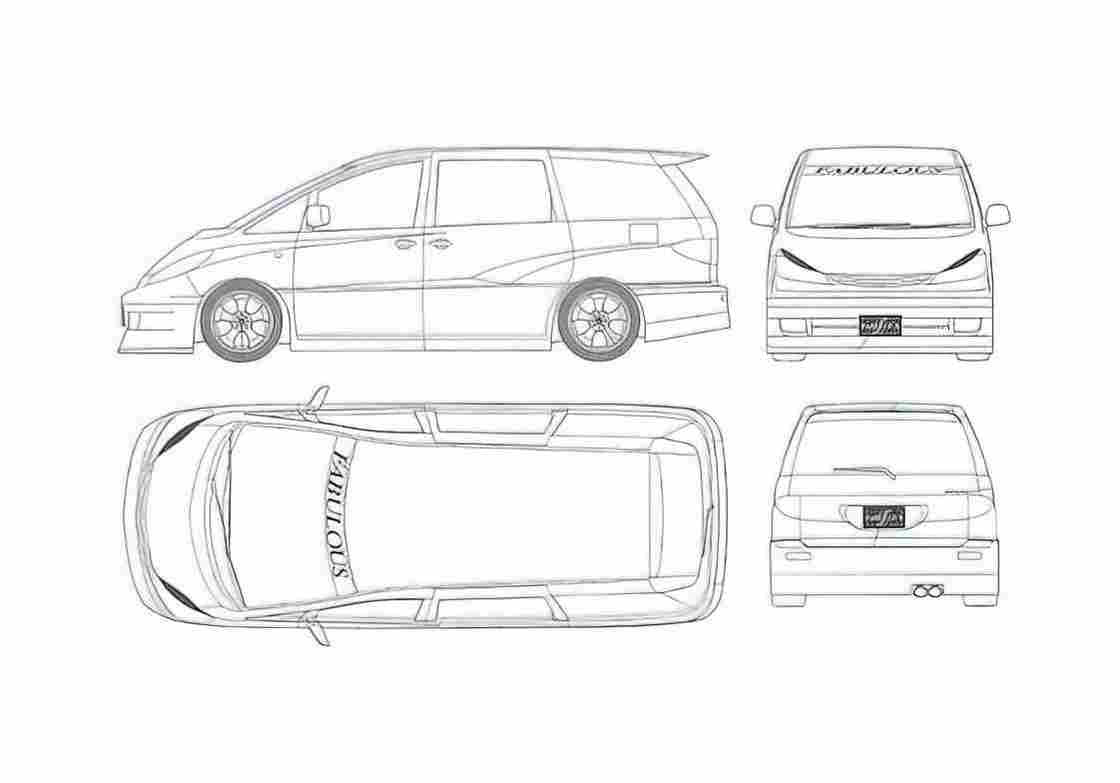 Blueprint Toyota Estima Aeras Fabulous Minivan 1995 A4 Photo Print