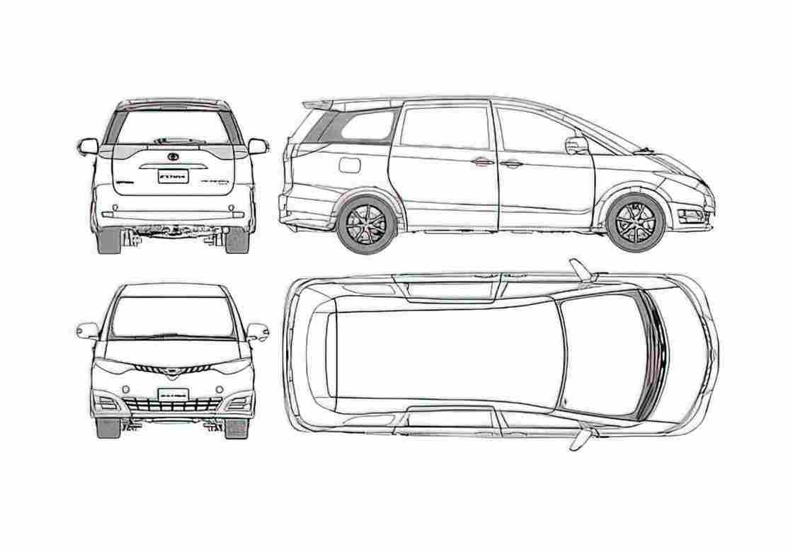 Blueprint Toyota Estima Aeras G package Minivan 2001 A4 Photo Print