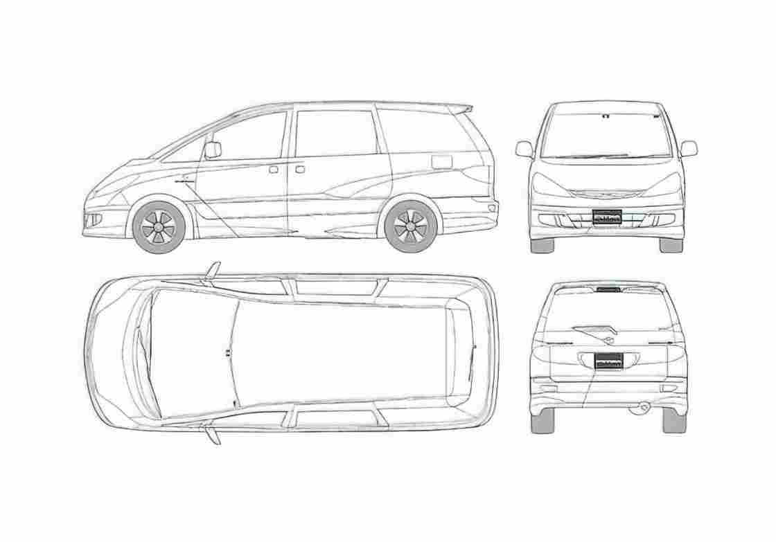 Blueprint Toyota Estima Aeras S Edition Sedan 1999 A4 Photo Print